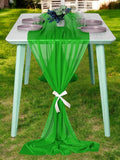 MDS 5 Pack 10ft Chiffon Table Runner 29 x 120 Inches Sheer Wedding Runner Romantic Rustic Table Runner for Wedding Decorations, Birthday Parties, Bridal Shower Party Arch Decor - Green