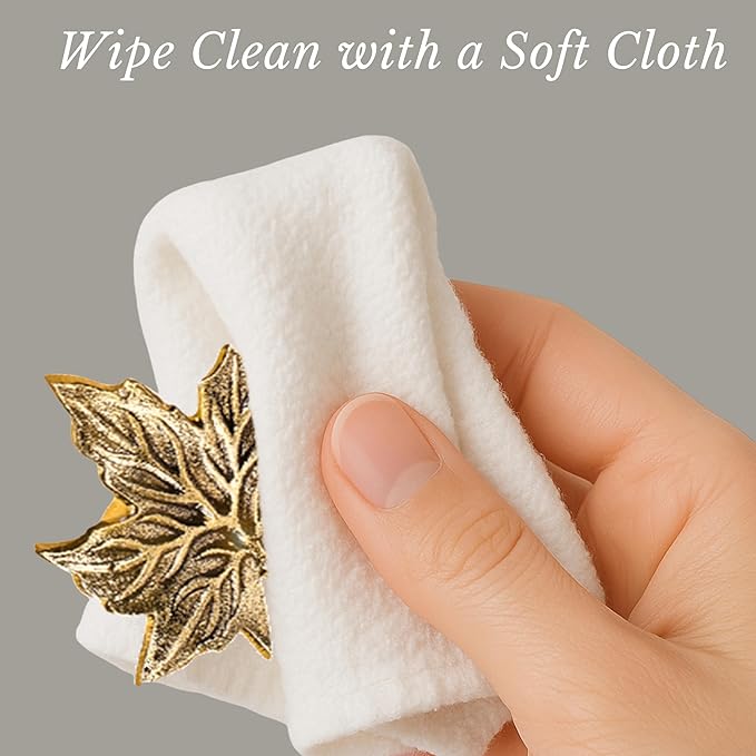 Rustic Napkin Rings Set of 12 - Elegant Leaf Napkin Holders for Dining Table, Wedding, Party, Holiday & Everyday Use - Handmade Decorative Table Accessories (Antique Gold) - ALPHA Living HOME