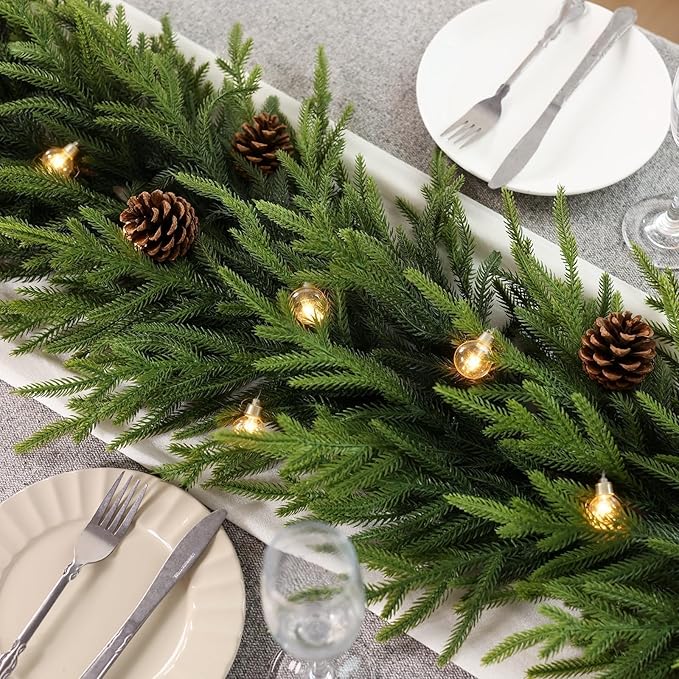 Garland, Norfolk Pine Style, 9 ft Green Artificial Holiday Greenery