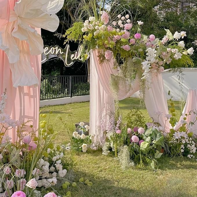 Arch Drape Outdoor Curtains, Sheer Pink Gauze, 4 Panels, 29 x 240 Inch