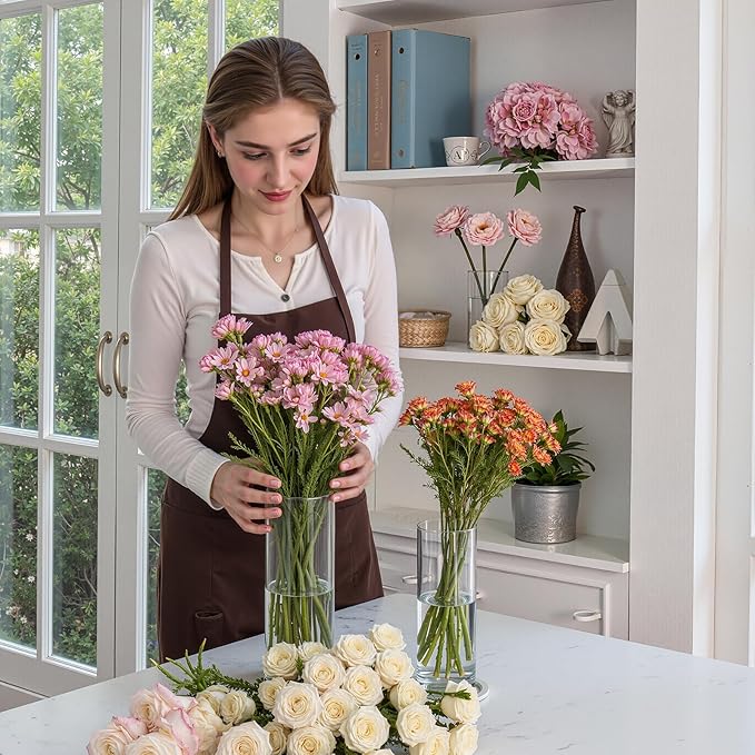 48 Pcs Glass Cylinder Vases Set (4/6/8/10 Inch) – Modern Flower Vases for Centerpieces, Bud Vase Arrangements & Floating Candles – Wedding/Christmas/Home Decor Essentials