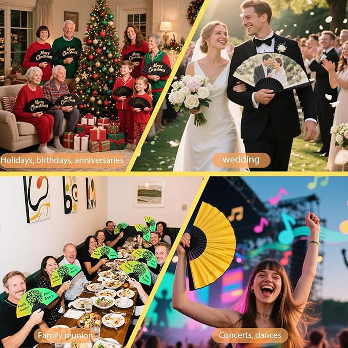 Custom Fans with Your Photo/Text - Personalized Folding Hand Fan for Line Dancing, Weddings, Parties | Decorative Gift for Women, Church Events & Dance Performances (30, 10 Inch)