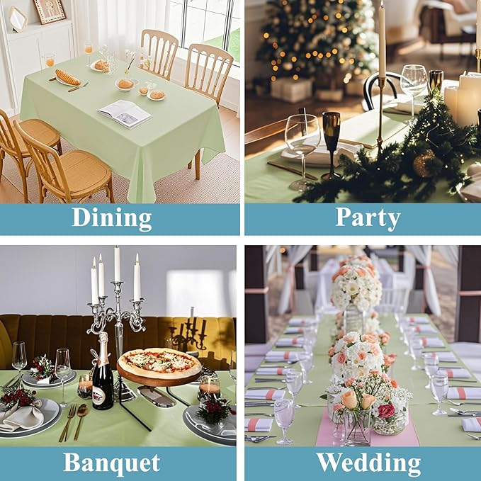 VidaFete Tablecloth 60*84inch Rectangle Table Cloth Polyester, Stain Wrinkle Resistant Polyester Dining Table Cover for Kitchen Dinning Party Wedding Rectangular Tabletop Buffet Decoration(Sagegreen)
