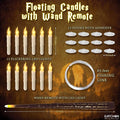Flameless Candles, White Floating LED Set with Wand Remote, 12 Pcs