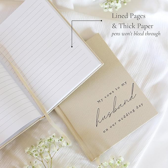 Guestbooks Wedding Vow Set, 2 Pack, Beige Linen Cover, 48 Pages