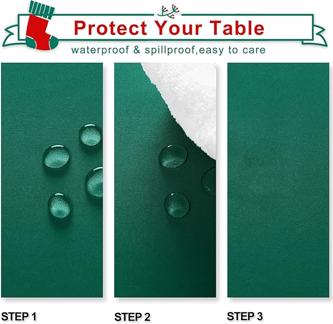 Hiasan Square Tablecloth - Waterproof Washable Polyester Table Cloth for Dining Room Birthday Party, Emerald Green, 54 x 54 Inch