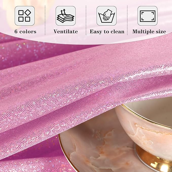 Fitable 2 Pack Pink Sequin Tablecloth for Parties 60x120 Inch - Sparkle Glitter Table Cloth Laser Rectangle Overlay for Wedding Baby Shower Ceremony Birthday Holiday Banquet
