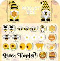 Bee Decor Refrigerator Magnets Happy Bee Gnome Sunflower, 25 Pcs