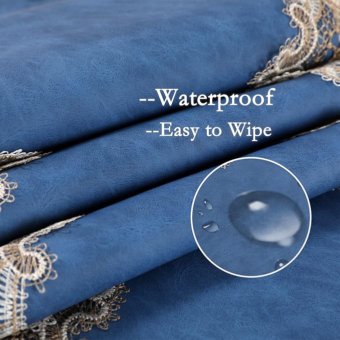 Vintage Lace Dining Table Runner, Small Macrame Coffee Table Runners 48 inches Long for Kitchen Home Christmas Party Decorations (16x48 inch, Blue)