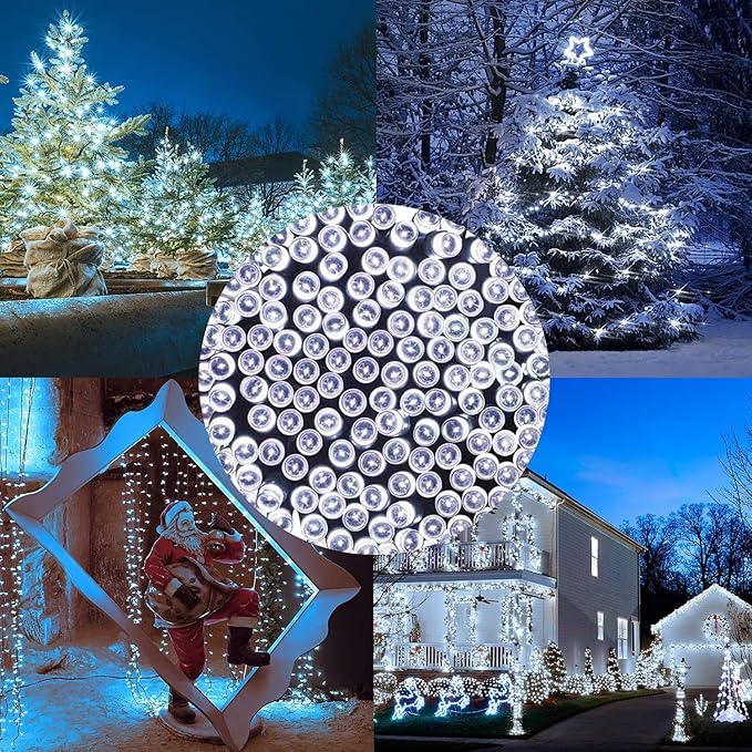 YEGUO 165ft 500 LED Christmas Lights Outdoor Waterproof, White String Lights Indoor, Green Wire Twinkle Tree Light Plug in with 8 Modes Timer Memory