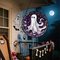 Stained Glass Window Hanging, Halloween Decorations White Ghost