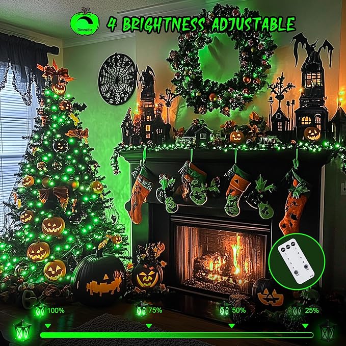 String Lights, 168ft Green Halloween Decor, 600 LEDs and Remote