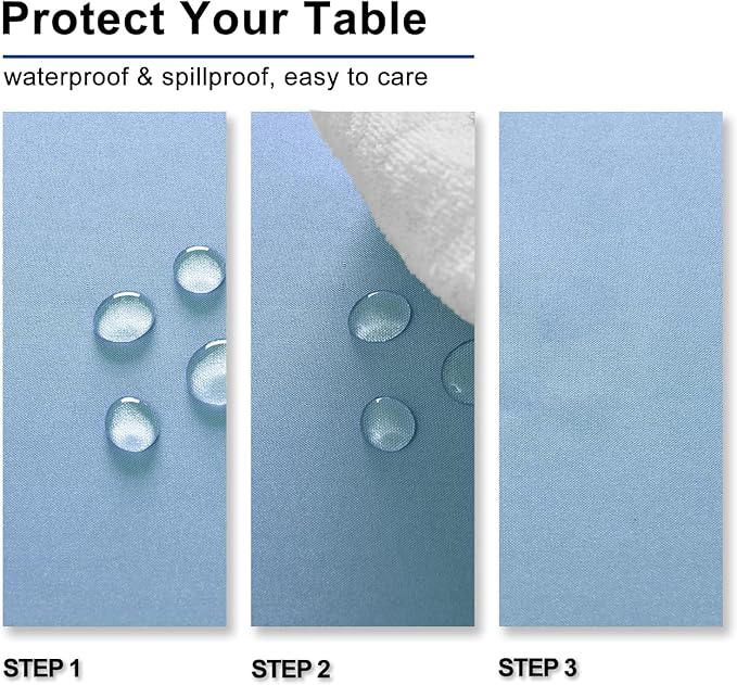 Hiasan Dusty Blue Tablecloth for Rectangle Tables - Waterproof Washable Polyester Fabric Table Cloth for Buffect Dining Birthday Party Wedding, 54 x 120 Inch
