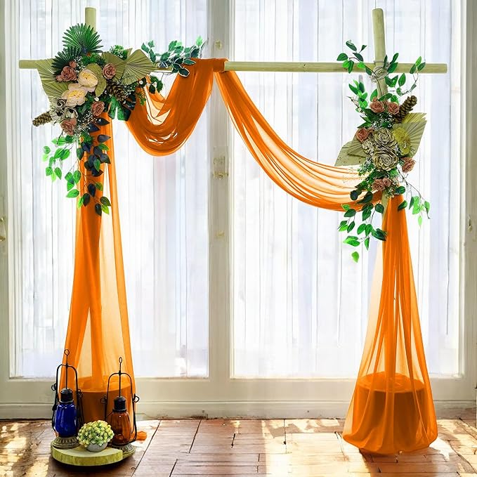 MDS Halloween Chiffon Draping Fabric - 1 Panel, 30" Wide x 30ft Long - Sheer Spooky Arbor & Canopy Drapery for Haunted House Backdrops, Party Ceilings, DIY Costumes & Themed Events - Orange