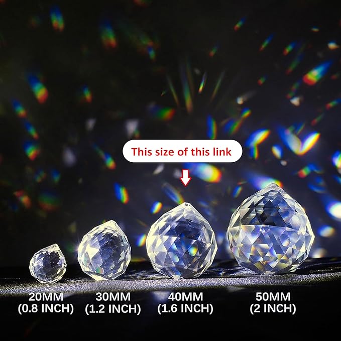 Crystalsuncatcher 20Pcs 1.75 inch/40mm Clear Crystal Ball Prism Pendant Suncatcher for Feng Shui/Divination or Wedding/Home/Office Decoration