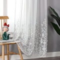 VISIONTEX White Sheer Voile Curtains, Decorative White Embossed Drip Rod Pocket Window Drapes for Home Kitchen, Living Room and Bedroom 54 x 63 Inch, Set of 2 Curtain Panels