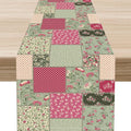 Patchwork Table Runner, Boho Vintage Floral Checkered Plaid Bohemian Paisley Flower Farmhouse Table Center Decor for Home Kitchen Dining Patio Holiday Party Indoor Table Decorations, 13"x108" Inch
