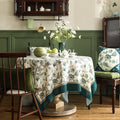 Patdrea Designer Small Square Table Cloth – Green, Vintage Floral Linen