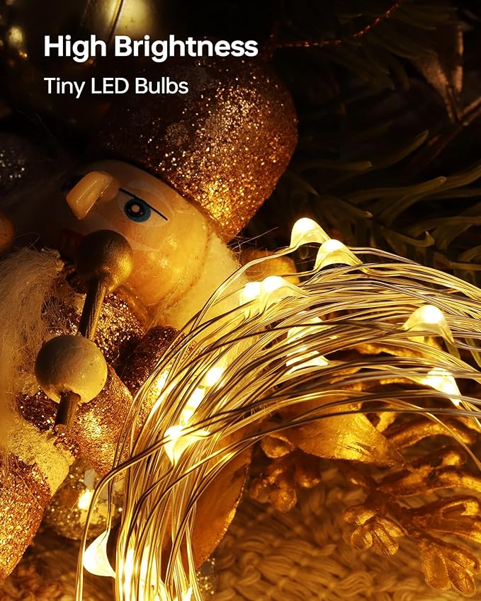 10 Pack Fairy Lights Battery Operated - 7ft 20 LED Twinkle Lights Copper Wire Mini String Lights Firefly Lights for Mason Jars DIY Crafts Christmas Wedding Party Centerpiece Table Decor, Warm White