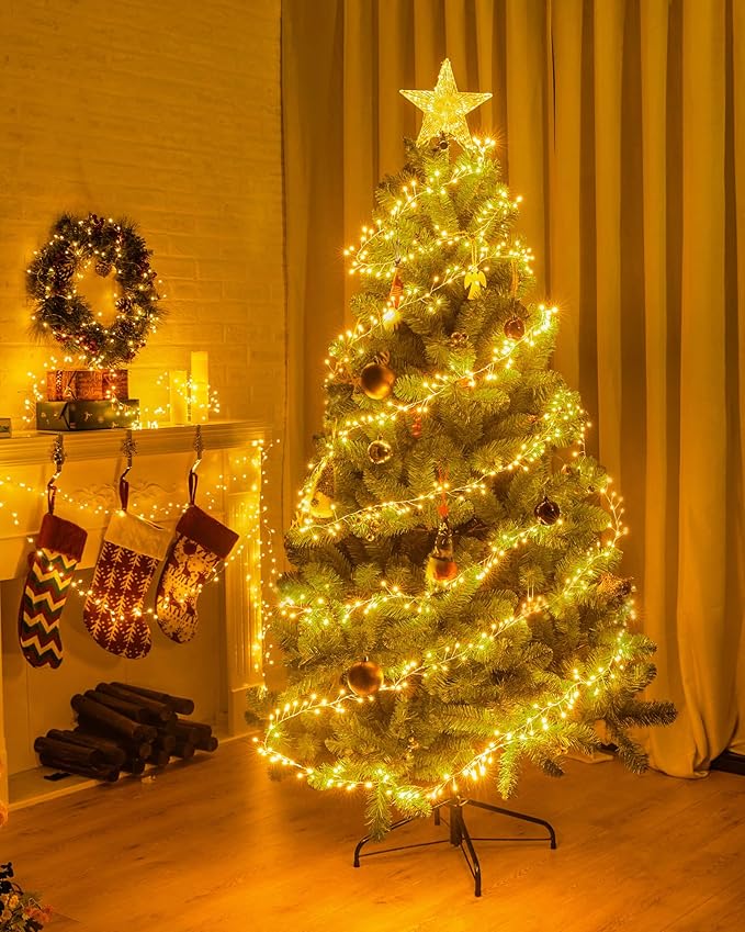 Fairy Lights Battery Operated, 60 LED Fairy String Lights Waterproof Silver Wire 5 Feet Firecracker Starry Light for DIY Wreath Home Wedding Party Bedroom Mason Jar Holiday Christmas Decorations