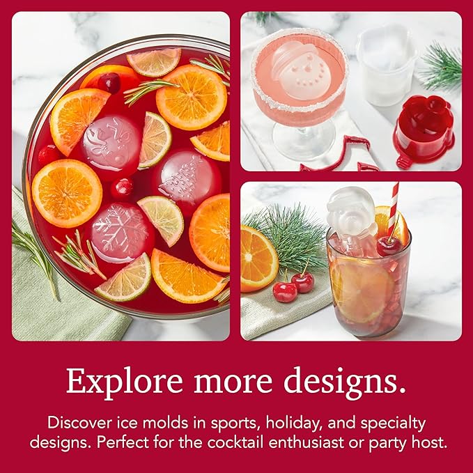 Silicone Holiday Ice Ball Molds, Set of 4 Festive Designs