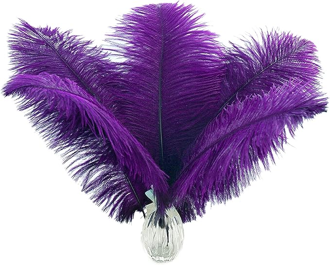 Ballinger Purple Ostrich Feathers Bulk - 24Pcs 8-10inch Feathers for Vase, Party Centerpieces Mardi Gras and Home Decor