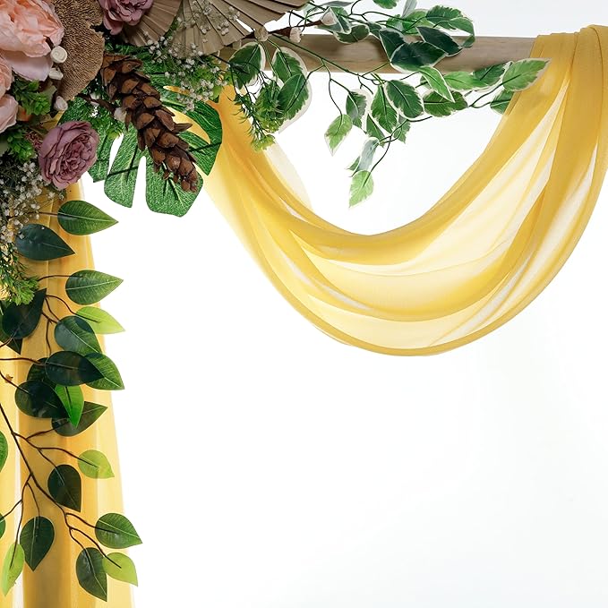 Fabric Gold Sheer Chiffon Drape, 4 Panels, 30 Inch x 20 Feet