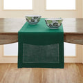 Solino Home Linen Rainforest Green Table Runner 144 Inches Long - 100% Pure Linen Extra Long Table Runner 14 x 144 Inch for Fall, Autumn, Thanksgiving - Classic Hemstitch