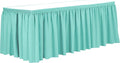 Ultimate Textile Pleat Polyester Fabric Table Skirt - Machine Washable Flame Resistant with Clips for Events, Weddings & Trade Shows, Cut & Sewn in Paterson, NJ - Aqua, 14' Shirred Pleat