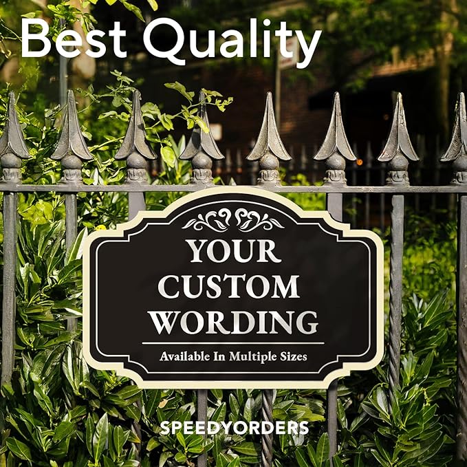 Custom Metal Decorative Signs, Personalized Aluminum, Custom Driveway Signs, Waterproof, Design 2 Black Charcoal 10x7 In