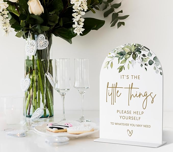Bathroom Basket Sign, Greenery Gold Bridal Shower Decorations, Bathroom Decor and Accessories, Wedding Signs for Ceremony and Reception, Engagement Party Decorations, Wedding Table Acrylic Decor - 29