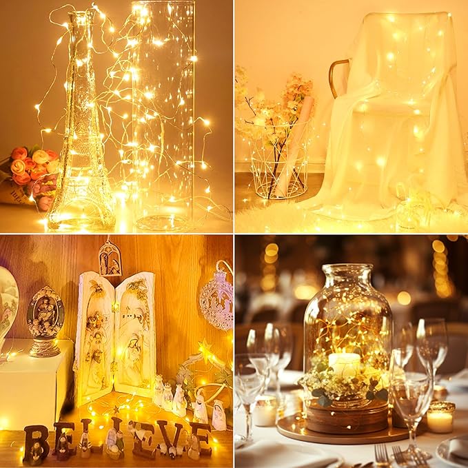 kolpop 6 Pack LED Fairy Lights Battery Operated, Mini Twinkle String Lights Battery Powered Waterproof for Christmas Mason Jars Party