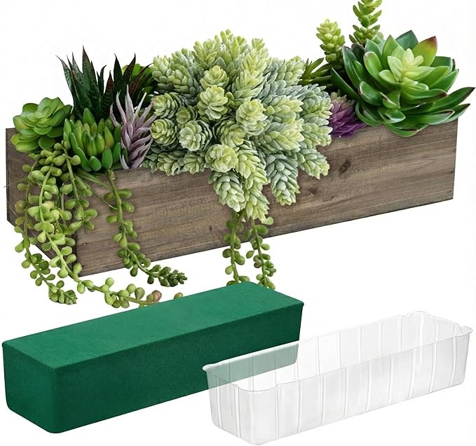 Planter Box Set for Centerpieces, Rustic Brown Wood, 12 x 4 Inch