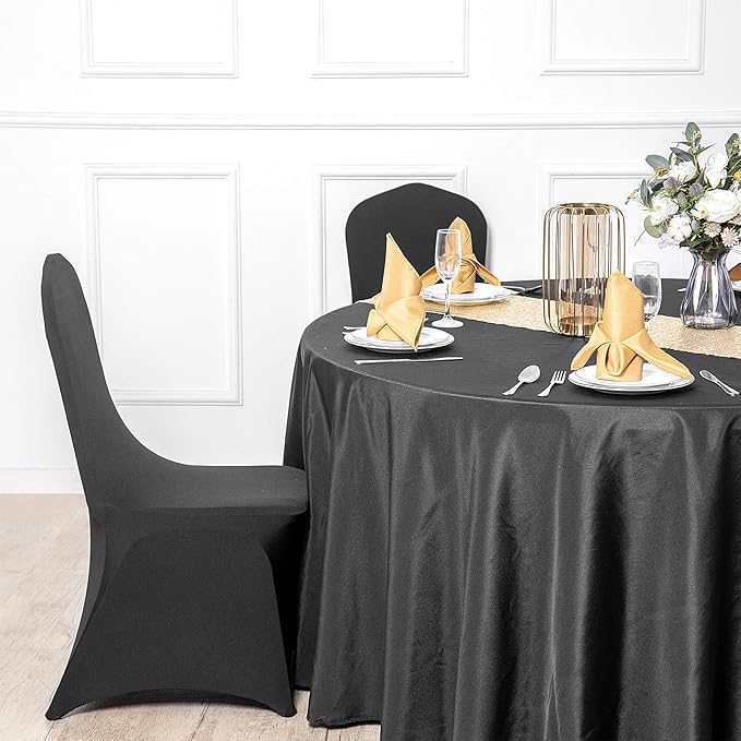 Ascoza 12pack 70 Inch Black Round Tablecloth in Polyester Fabric for Wedding/Banquet/Restaurant/Parties