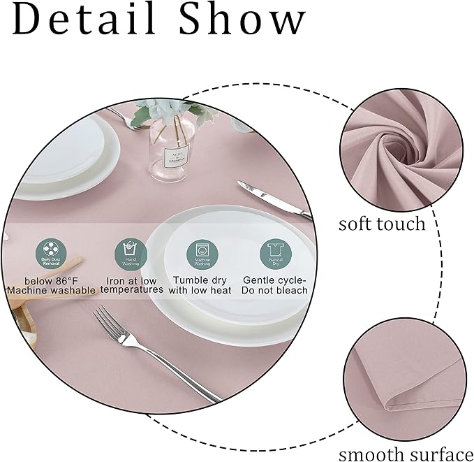 Fitable Rectangle Tablecloth Stain and Wrinkle Resistant Washable Polyester Table Cloth for Buffet Parties and Camping (54x108 inch, Blush)