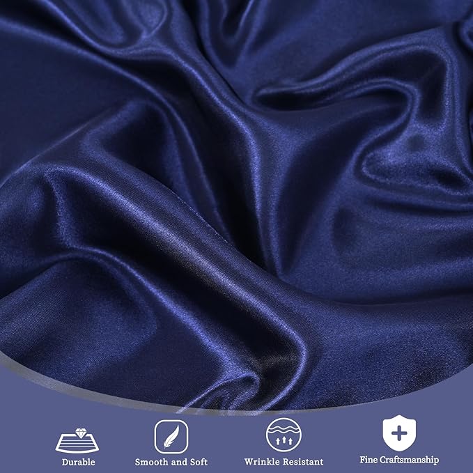 12 Pack 108 Inch Navy Blue Satin Tablecloth - Silky Round Tablecloth Overlay Smooth Fabric Table Cover, Bright Table Decoration for Wedding Party Banquet Events Restaurant Kitchen Dining