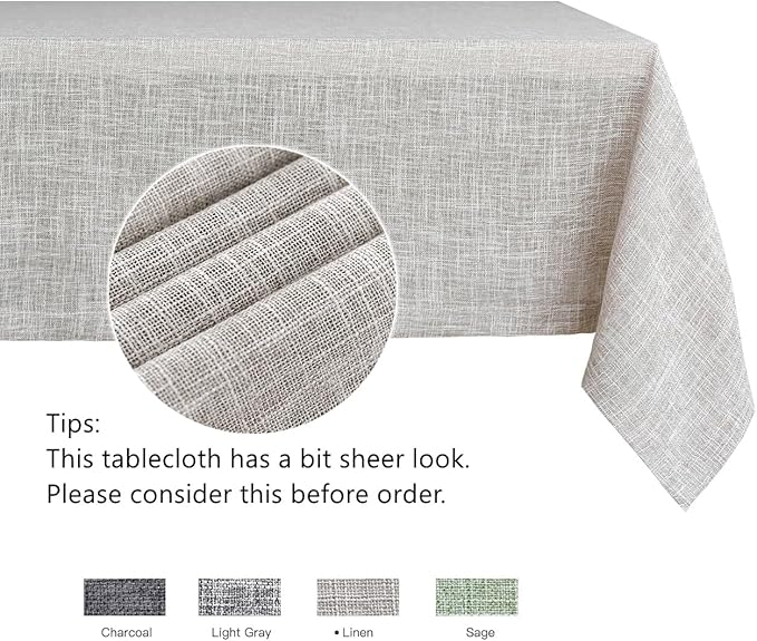 maxmill Flaxy Faux Linen Tablecloth with 2-Tone Slubby Texture Wrinkle Free Anti-Shrink Soft Table Cloth for Kitchen Dining Tabletop for Outdoor and Indoor Use Rectangle 60 x 84 Inch Linen