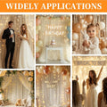 Tulle Backdrop Curtain with String Lights, 10x10ft – Ivory