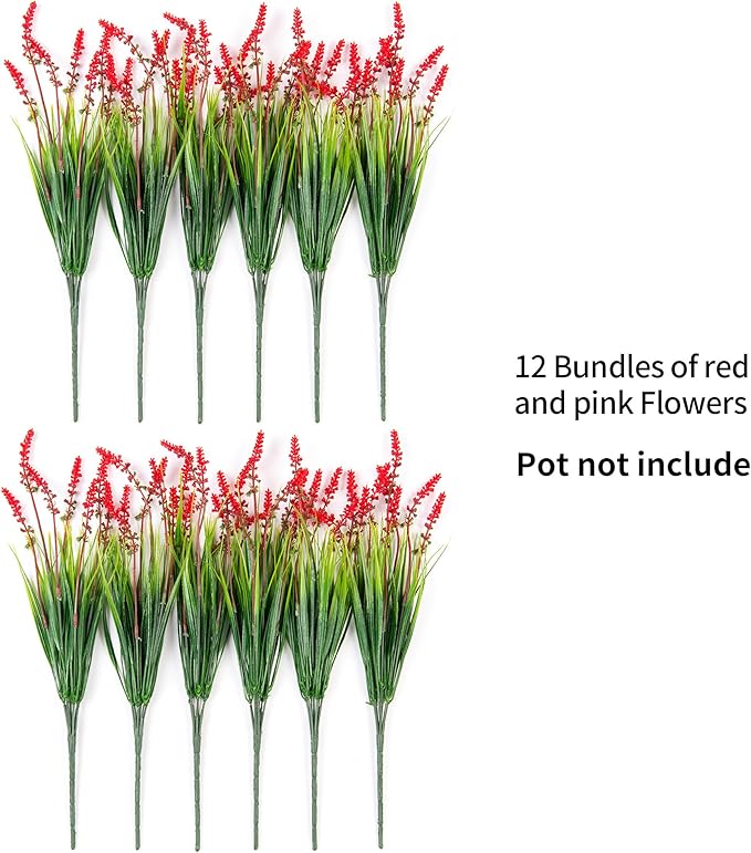 Artificial Greenery Plants, 12 Bundles 17-Inch Faux Grass Stems