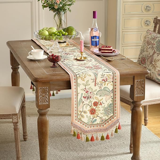patdrea Velvet French Table Runner Farmhouse for Home Kitchen Dining Decor Parties Family Dinners Wedding 12"*87"