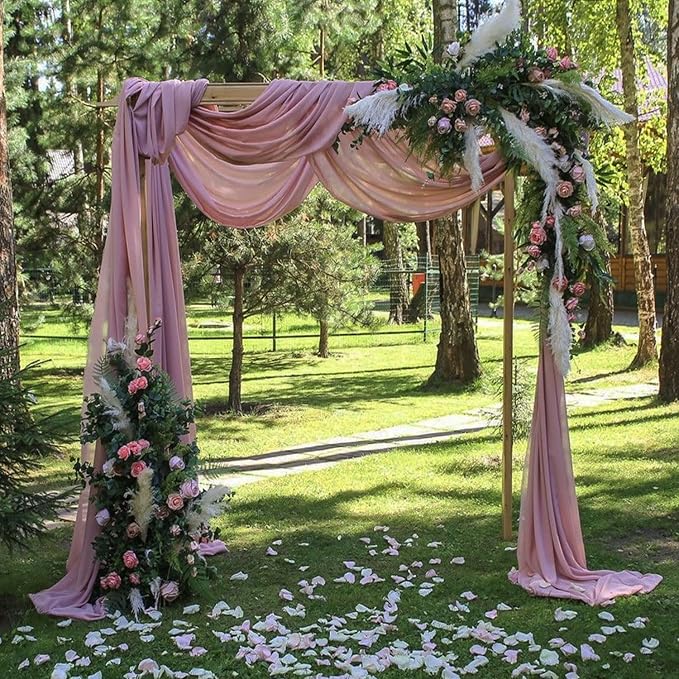 Wedding Arch Draping Fabric, Dusty Rose Chiffon, 2 Panels 20 Ft Long