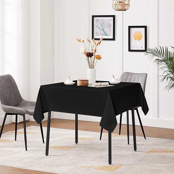 sancua Small Square Tablecloths 36x36 Inch - Black Table Cloth for Square or Round Tables, Washable Polyester Fabric Table Cover for Nightstand End Bedside Tables