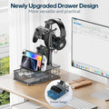 Headphone Stand with Drawer, Headset & Controller Holder for Desk