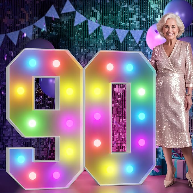 Birthday Decoration, Marquee Number 90 Cardboard Sign for 90th Parties