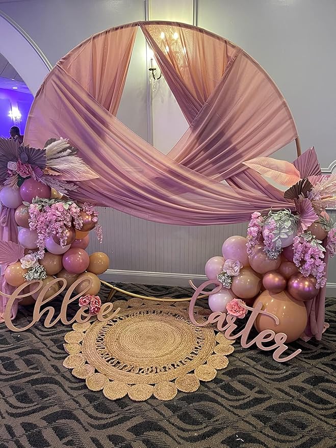 Wedding Arch Draping Fabric Backdrop 2 Panel 60" x 26Ft Dusty Rose Drapes Curtains for Wedding Reception Sheer Tulle Backdrop Curtain for Ceremony Birthday Party Baby Shower Arbor Ceiling Decorations