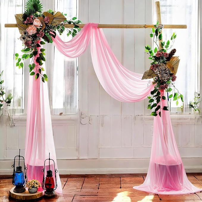MDS Halloween Chiffon Draping Fabric - 2 Panel, 30" Wide x 20ft Long - Sheer Spooky Arbor & Canopy Drapery for Haunted House Backdrops, Party Ceilings, DIY Costumes & Themed Events - Coral