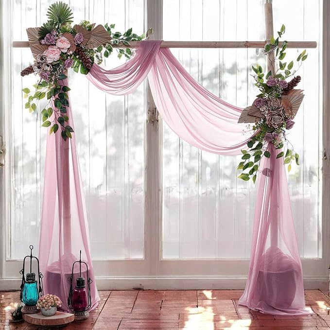 MDS Halloween Chiffon Draping Fabric - 2 Panel, 30" Wide x 40ft Long - Sheer Spooky Arbor & Canopy Drapery for Haunted House Backdrops, Party Ceilings, DIY Costumes & Themed Events - Mauva