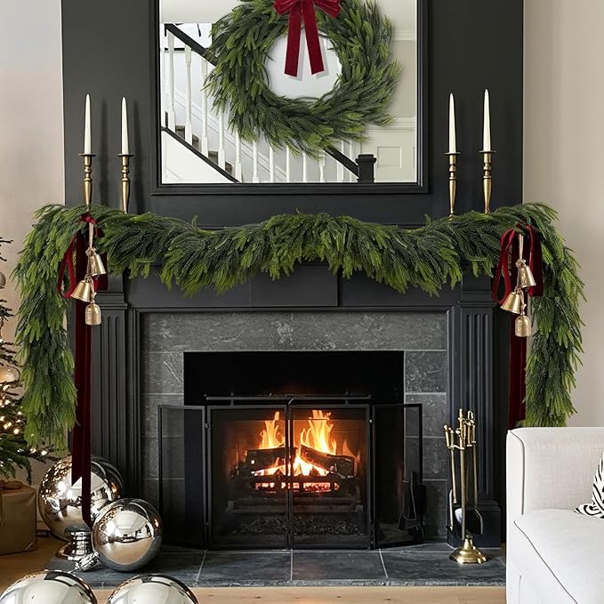 Christmas Garland 9 ft Norfolk Pine Green PE 4-Pack