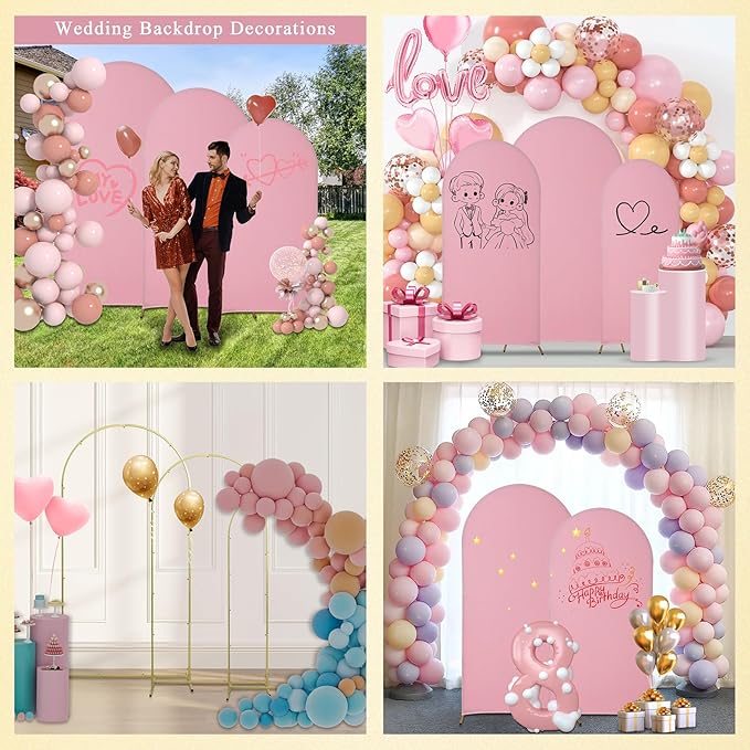 Background Support Equipment: Pink Metal Arches, Set of 3 with Fabric