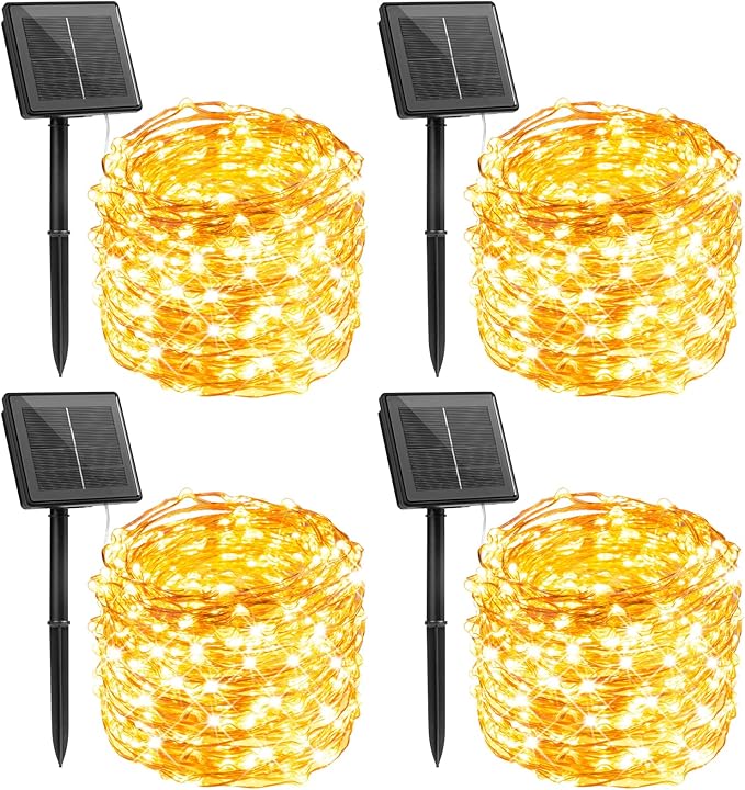 Outdoor String Lights, 400 LED Warm White Solar Powered 132 Ft